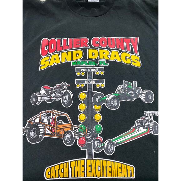 Vintage collier county sand drags Naples Florida 2XL Black shirt - Picture 6 of 10